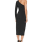 Vestido midi com mangas enfeitadas GUESS One Should para mulheres, preto, tamanho 4