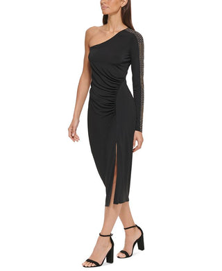 GUESS Women's One Should Embellished Sleeve Midi Dress Black Size 4
