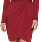 Vestido de malha GUESS feminino com frente torcida, vermelho, tamanho 4