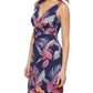 Vestido GUESS Feminino Azul com Laterais Plissadas e Envoltório Falso, Tamanho 8