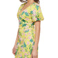 Vestido justo feminino GUESS com manga bufante e estampa amarela, tamanho 6