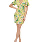 Vestido justo feminino GUESS com manga bufante e estampa amarela, tamanho 4