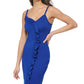 Vestido justo com babados Rayn da GUESS para mulheres, azul, tamanho 4