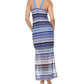 Vestido longo feminino GUESS com decote halter e renda em crochê, azul, tamanho 16