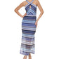 Vestido longo feminino GUESS com decote halter e renda em crochê, azul, tamanho 12