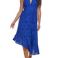 Vestido midi assimétrico com ilhós de algodão GUESS feminino, azul, tamanho 6