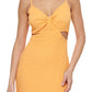 Vestido midi feminino GUESS sem mangas, de malha texturizada, com recorte lateral, laranja, tamanho 10