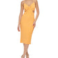 Vestido midi feminino GUESS sem mangas, de malha texturizada, com recorte lateral, laranja, tamanho 10