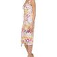 Vestido midi estampado com detalhe de nó GUESS feminino, branco, tamanho 8