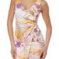 Vestido midi estampado com detalhe de nó GUESS feminino, branco, tamanho 8