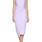 Vestido justo de crepe GUESS feminino com frente torcida e bainha roxa, tamanho grande