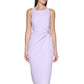 Vestido justo de crepe GUESS feminino com frente torcida e bainha roxa, tamanho grande