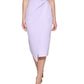 Vestido justo de crepe GUESS feminino com frente torcida e bainha roxa, tamanho grande