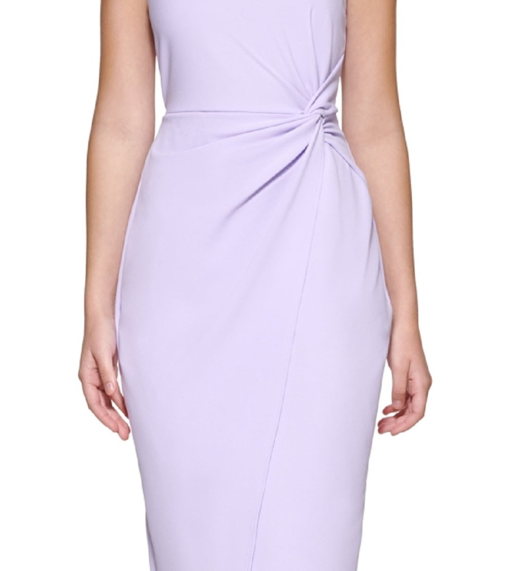 Vestido justo de crepe GUESS com frente torcida e bainha em crepe, roxo, tamanho médio