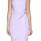 Vestido justo de crepe GUESS feminino com frente torcida e bainha roxa, tamanho X-S
