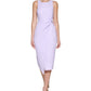 Vestido justo de crepe GUESS feminino com frente torcida e bainha roxa, tamanho X-S