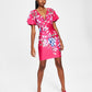 Vestido GUESS Feminino com Decote Profundo e Manga Bufante, Rosa, Tamanho 2