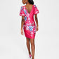 Vestido GUESS Feminino com Decote Profundo e Manga Bufante, Rosa, Tamanho 2
