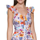 Vestido feminino GUESS com estampa floral e babados, roxo, tamanho 2