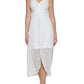 Vestido midi de renda feminino GUESS, branco, tamanho 8