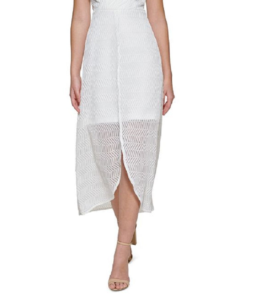 Vestido midi de renda feminino GUESS, branco, tamanho 8