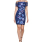 Vestido justo floral bordado GUESS feminino azul tamanho 8