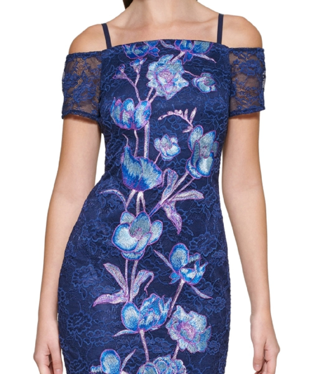 Vestido justo floral bordado GUESS feminino azul tamanho 8