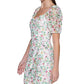 Vestido curto feminino GUESS com estampa de renda e manga bufante, branco, tamanho 10