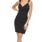 Vestido curto feminino GUESS com cintura franzida, preto, tamanho 6