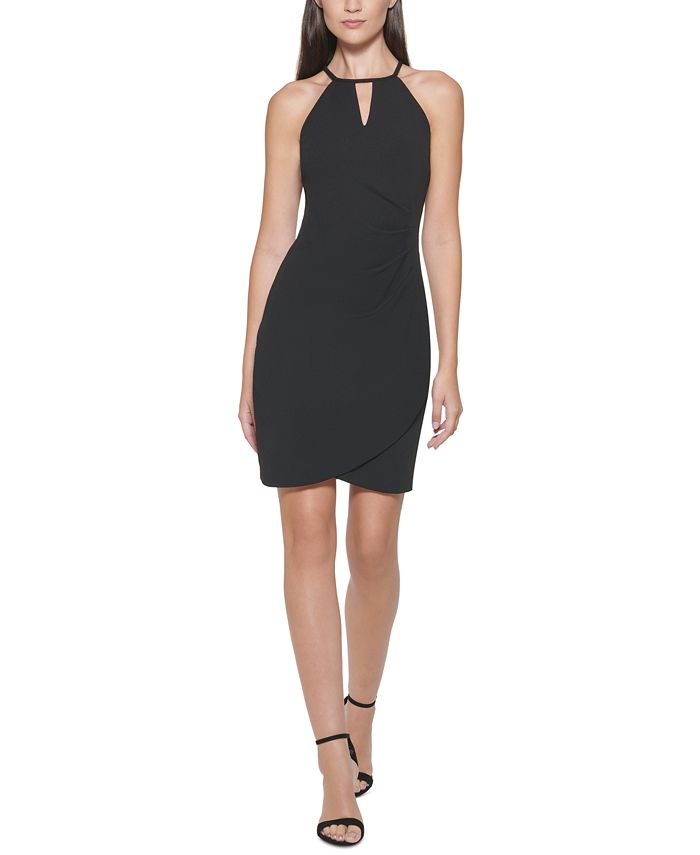 Vestido justo de crepe estilo Keyhole Scuba da GUESS, preto, tamanho 6