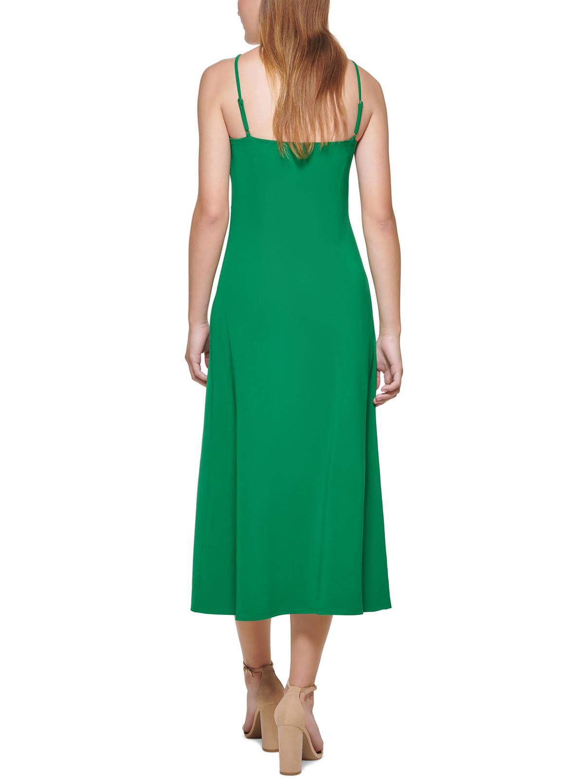 Vestido midi feminino GUESS com nó frontal, verde, tamanho 16