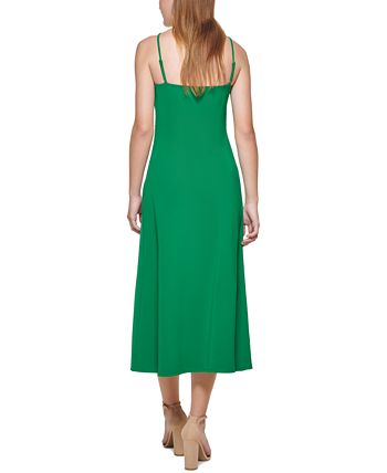 Vestido midi feminino GUESS com nó frontal, verde, tamanho 8