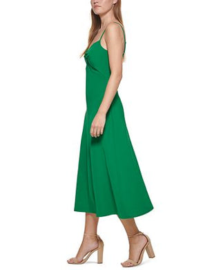 Vestido midi feminino GUESS com nó frontal, verde, tamanho 8