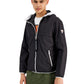 Jaqueta de chuva com capuz masculina GUESS, preta, tamanho pequeno