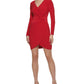Vestido de malha GUESS feminino com frente torcida, vermelho, tamanho 4