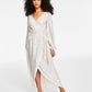 Vestido longo feminino GUESS com listras metálicas e falso envelope, branco, tamanho 8