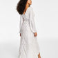 Vestido longo feminino GUESS com listras metálicas e falso envelope, branco, tamanho 8