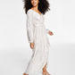 Vestido longo feminino GUESS com listras metálicas e falso envelope, branco, tamanho 8