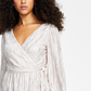 Vestido longo feminino GUESS com listras metálicas e falso envelope, branco, tamanho 8