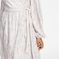 Vestido longo feminino GUESS com listras metálicas e falso envelope, branco, tamanho 8