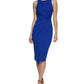 Vestido justo de crepe GUESS feminino com frente torcida e bainha azul tamanho grande