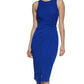 Vestido justo de crepe GUESS feminino com frente torcida e bainha azul tamanho X-S