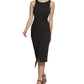 Vestido justo de crepe GUESS feminino com frente torcida e bainha preta, tamanho extragrande