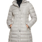 Casaco acolchoado com capuz e alto brilho GUESS feminino, branco, tamanho X-G