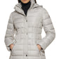 Casaco acolchoado com capuz e alto brilho GUESS feminino, branco, tamanho X-G