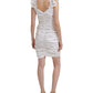 Vestido curto franzido feminino GUESS, branco, tamanho 10