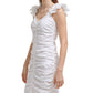 Vestido curto franzido feminino GUESS, branco, tamanho 10