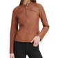 Jaqueta de couro sintético feminina GUESS, marrom, tamanho médio