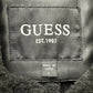 Guess Casaco longo de couro sintético trespassado masculino, preto, tamanho grande
