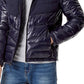 Jaqueta acolchoada com capuz Tommy Hilfiger Chevron Colorblock masculina, azul, tamanho pequeno